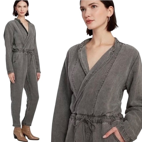 Free People NSF Women's Gray Jumpsuit Alana Tie Waist Medium - Picture 1 of 11